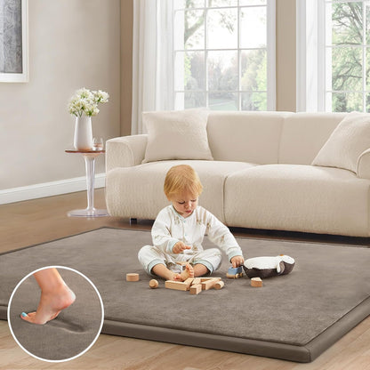 Baby Play Mat for Floor Nursery Rug Muscle Mat Area Rug Playroom Rug 50"x50" Playpen Mat Elastic Foam 1.3" Thick Crawling Mat for Babies,Toddlers, Infants, Kids,Grey