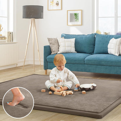 Baby Play Mat for Floor Nursery Rug Muscle Mat Area Rug Playroom Rug 50"x50" Playpen Mat Elastic Foam 1.3" Thick Crawling Mat for Babies,Toddlers, Infants, Kids,Grey