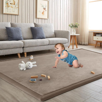 Baby Play Mat for Floor Nursery Rug Muscle Mat Area Rug Playroom Rug 50"x50" Playpen Mat Elastic Foam 1.3" Thick Crawling Mat for Babies,Toddlers, Infants, Kids,Grey