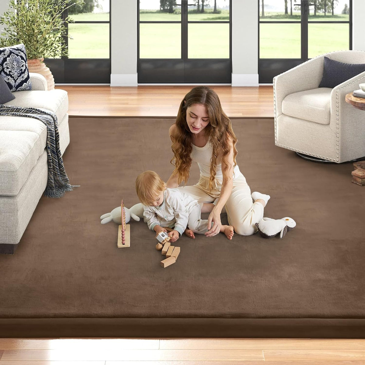 Baby Play Mat for Floor Nursery Rug Muscle Mat Area Rug Playroom Rug 50"x50" Playpen Mat Elastic Foam 1.3" Thick Crawling Mat for Babies,Toddlers, Infants, Kids,Grey