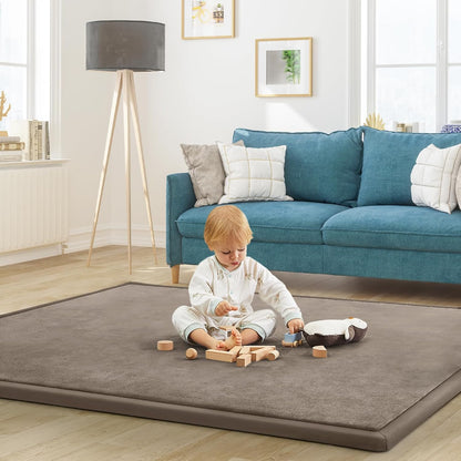 Baby Play Mat for Floor Nursery Rug Muscle Mat Area Rug Playroom Rug 50"x50" Playpen Mat Elastic Foam 1.3" Thick Crawling Mat for Babies,Toddlers, Infants, Kids,Grey