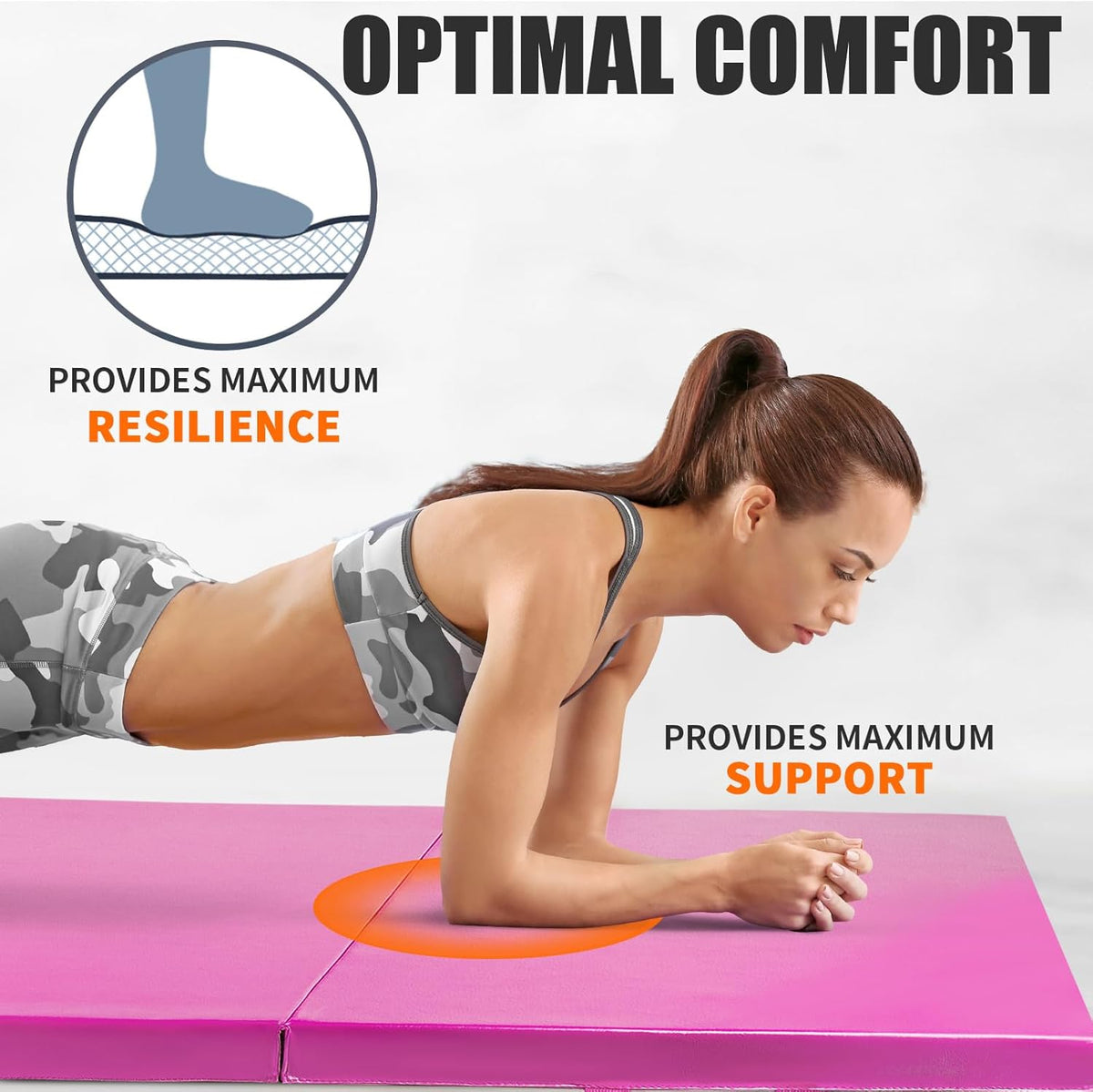 RitFit Upgraded Folding Exercise Mat, 2 Inch Thick Gymnastics Mat | Tumble Mat with Carrying Handles for Yoga, MMA, Stretching, Core Workouts and Home Gym Protective Flooring