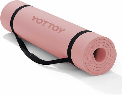 Yoga Mat，Extra Thick Yoga Mat (1/2inch),Professional TPE Exercise Mat,Non-Slip Workout Mat for Yoga, Pilates, Fitness, Barefoot Workouts, Home Gym Studio with Strap