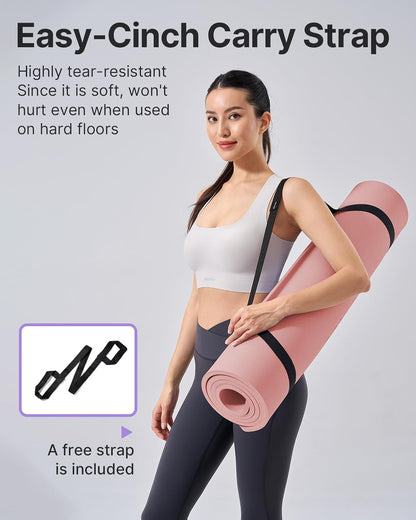 Yoga Mat，Extra Thick Yoga Mat (1/2inch),Professional TPE Exercise Mat,Non-Slip Workout Mat for Yoga, Pilates, Fitness, Barefoot Workouts, Home Gym Studio with Strap