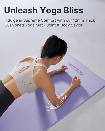 Yoga Mat，Extra Thick Yoga Mat (1/2inch),Professional TPE Exercise Mat,Non-Slip Workout Mat for Yoga, Pilates, Fitness, Barefoot Workouts, Home Gym Studio with Strap
