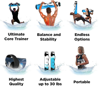 Tube - The Original Aqua Bag - Water Weight Bag up to 79 lbs - Adjustable Workout Sand Bags Weights Alternative - Portable Sandbag Fitness Equipment Set, Home Exercise Gym - Including App