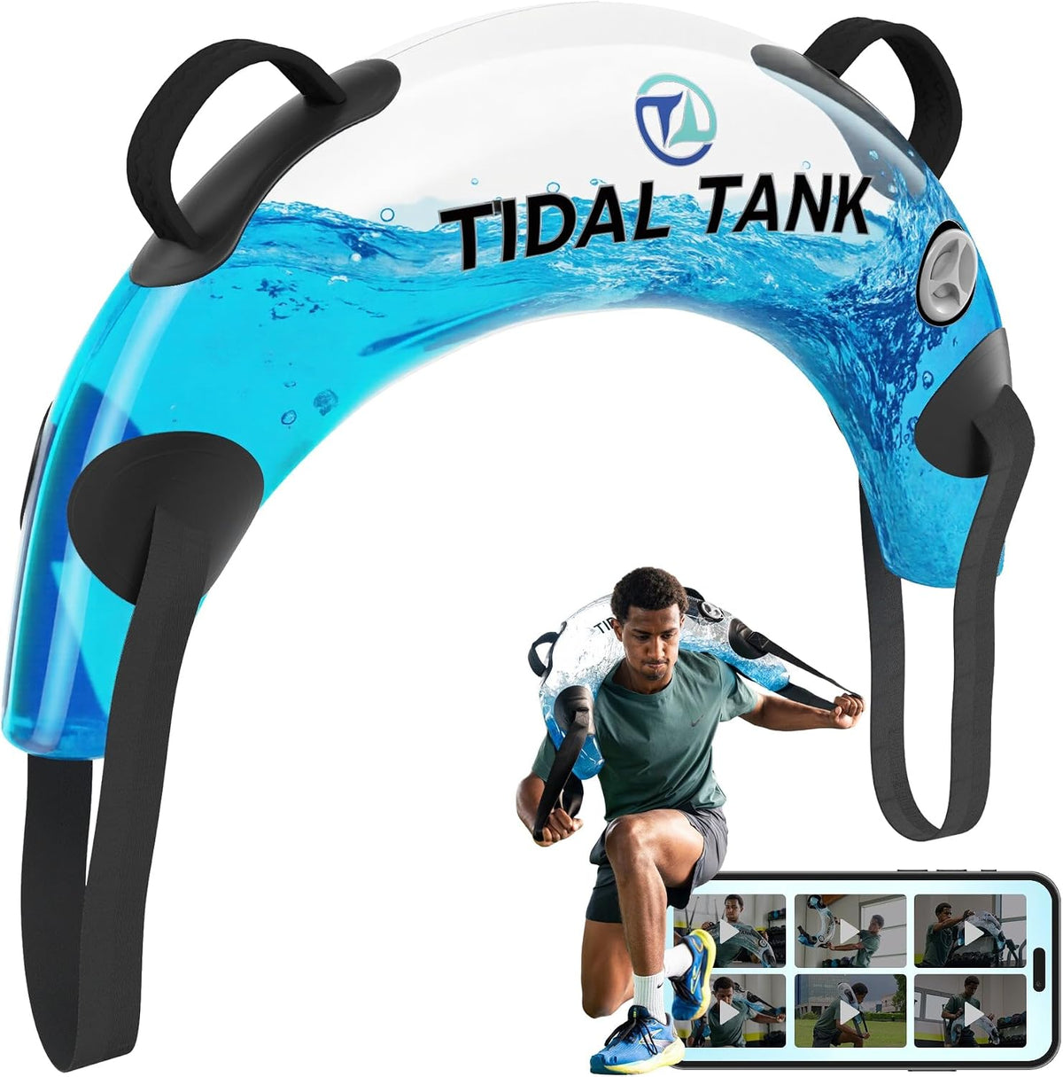 Tube - The Original Aqua Bag - Water Weight Bag up to 79 lbs - Adjustable Workout Sand Bags Weights Alternative - Portable Sandbag Fitness Equipment Set, Home Exercise Gym - Including App