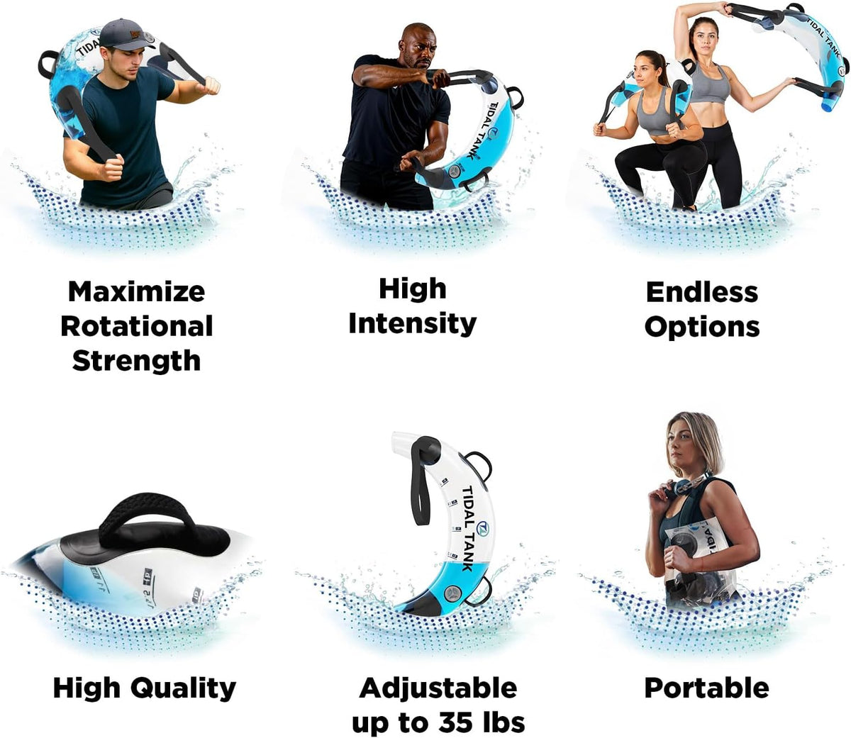 Tube - The Original Aqua Bag - Water Weight Bag up to 79 lbs - Adjustable Workout Sand Bags Weights Alternative - Portable Sandbag Fitness Equipment Set, Home Exercise Gym - Including App