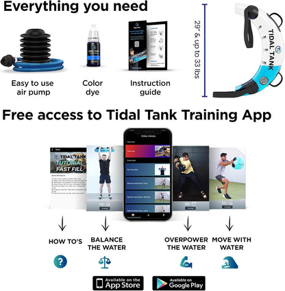 Tube - The Original Aqua Bag - Water Weight Bag up to 79 lbs - Adjustable Workout Sand Bags Weights Alternative - Portable Sandbag Fitness Equipment Set, Home Exercise Gym - Including App