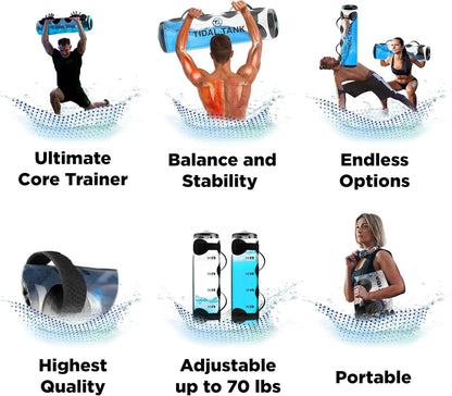 Tube - The Original Aqua Bag - Water Weight Bag up to 79 lbs - Adjustable Workout Sand Bags Weights Alternative - Portable Sandbag Fitness Equipment Set, Home Exercise Gym - Including App