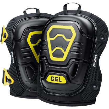 Gel Knee Pads for Work, Professional Heavy Duty Work Knee Pads for Men with Soft Foam and Gel Cushion for Men Construction, Garden, Flooring (Black/Yellow)