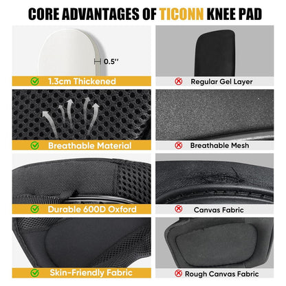 Gel Knee Pads for Work, Professional Heavy Duty Work Knee Pads for Men with Soft Foam and Gel Cushion for Men Construction, Garden, Flooring (Black/Yellow)