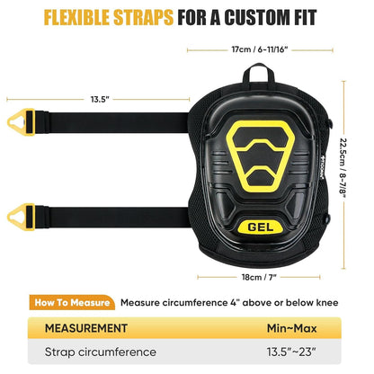 Gel Knee Pads for Work, Professional Heavy Duty Work Knee Pads for Men with Soft Foam and Gel Cushion for Men Construction, Garden, Flooring (Black/Yellow)
