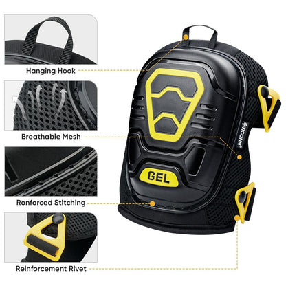 Gel Knee Pads for Work, Professional Heavy Duty Work Knee Pads for Men with Soft Foam and Gel Cushion for Men Construction, Garden, Flooring (Black/Yellow)