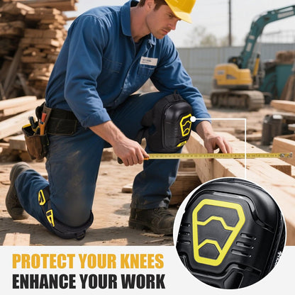 Gel Knee Pads for Work, Professional Heavy Duty Work Knee Pads for Men with Soft Foam and Gel Cushion for Men Construction, Garden, Flooring (Black/Yellow)