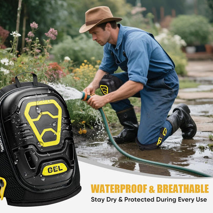 Gel Knee Pads for Work, Professional Heavy Duty Work Knee Pads for Men with Soft Foam and Gel Cushion for Men Construction, Garden, Flooring (Black/Yellow)