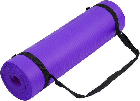 1/2-inch Thick High Density Exercise Yoga Mat with Carrying Strap