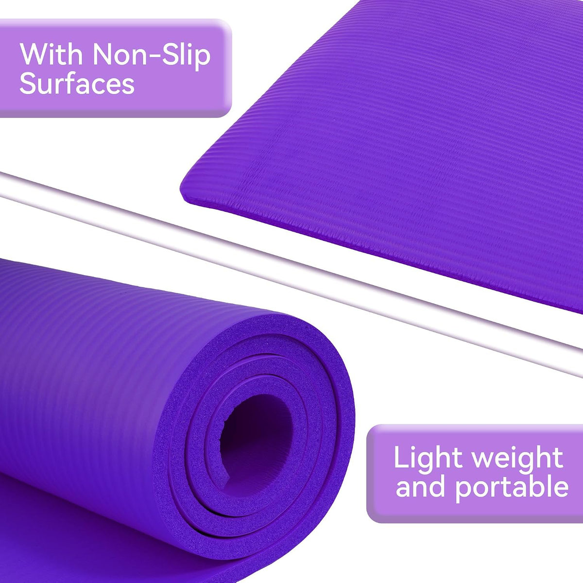 1/2-inch Thick High Density Exercise Yoga Mat with Carrying Strap