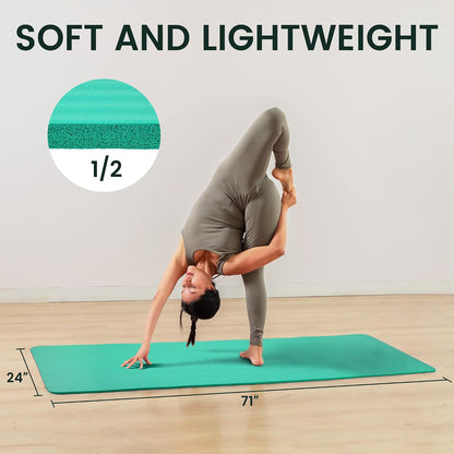 1/2-inch Thick High Density Exercise Yoga Mat with Carrying Strap