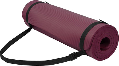 1/2-inch Thick High Density Exercise Yoga Mat with Carrying Strap