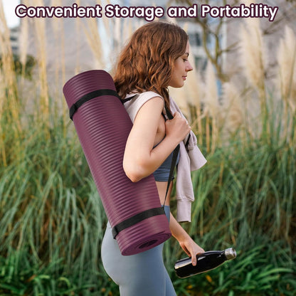1/2-inch Thick High Density Exercise Yoga Mat with Carrying Strap