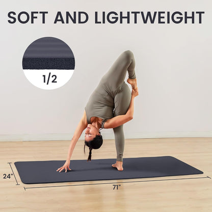 1/2-inch Thick High Density Exercise Yoga Mat with Carrying Strap