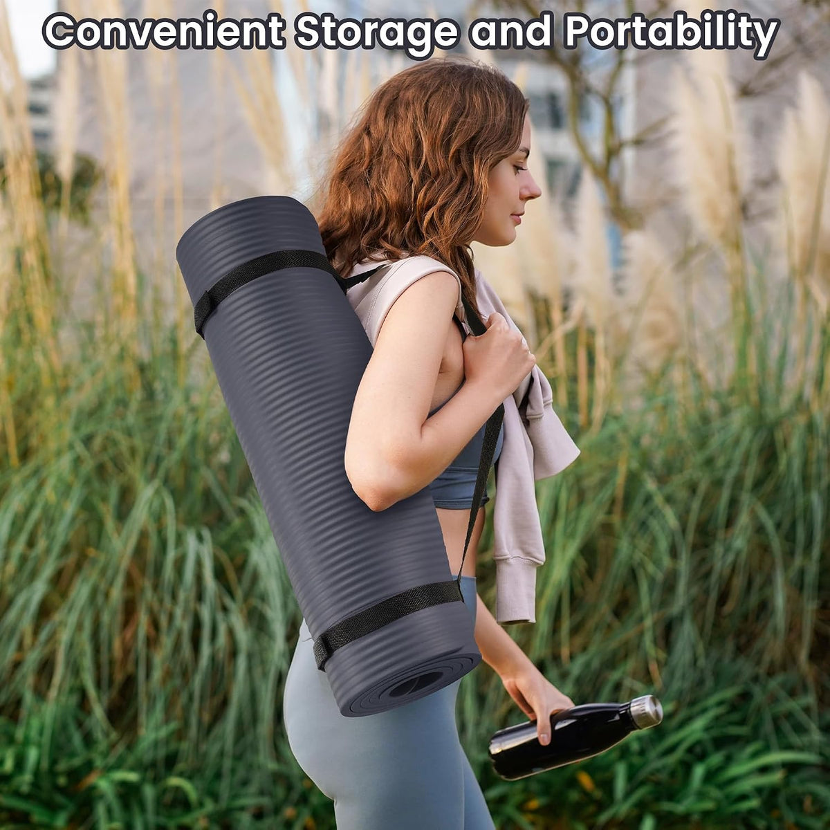 1/2-inch Thick High Density Exercise Yoga Mat with Carrying Strap