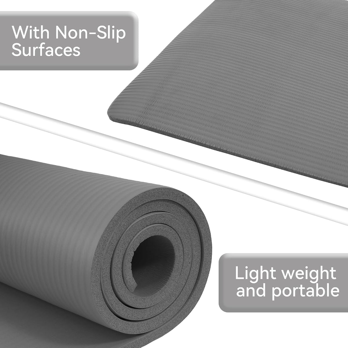 1/2-inch Thick High Density Exercise Yoga Mat with Carrying Strap