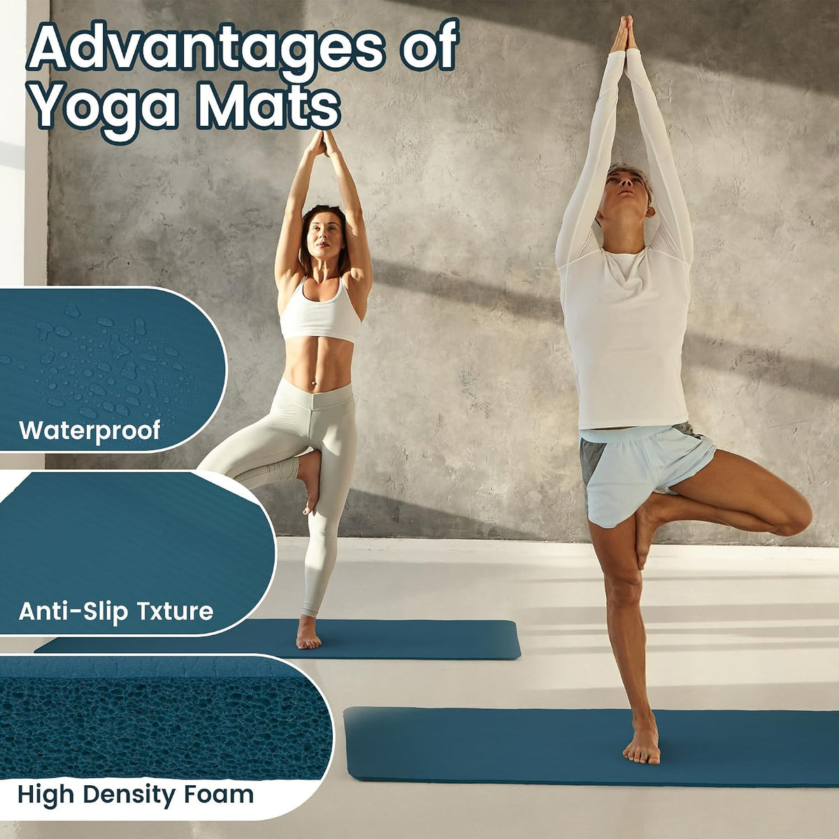 1/2-inch Thick High Density Exercise Yoga Mat with Carrying Strap