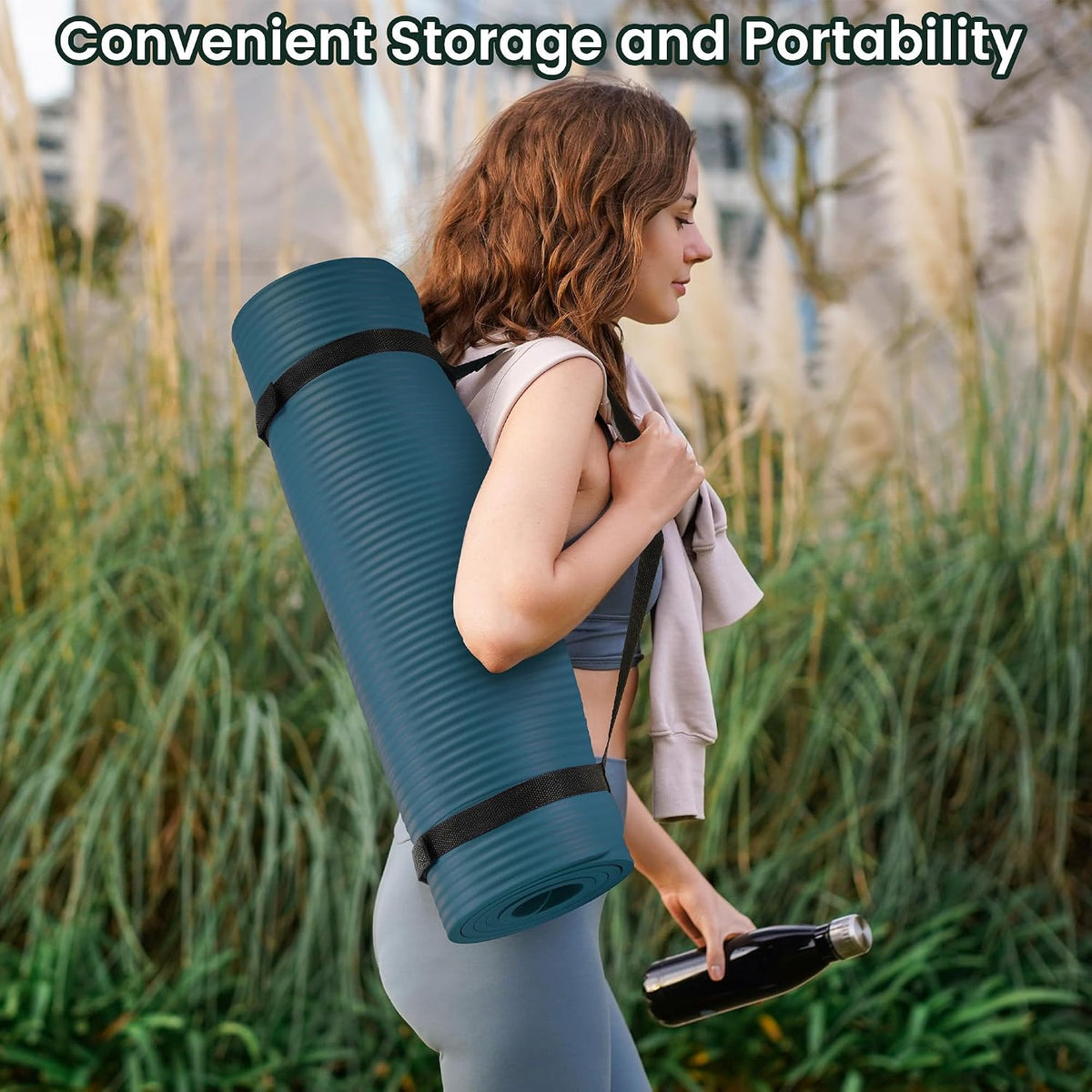 1/2-inch Thick High Density Exercise Yoga Mat with Carrying Strap