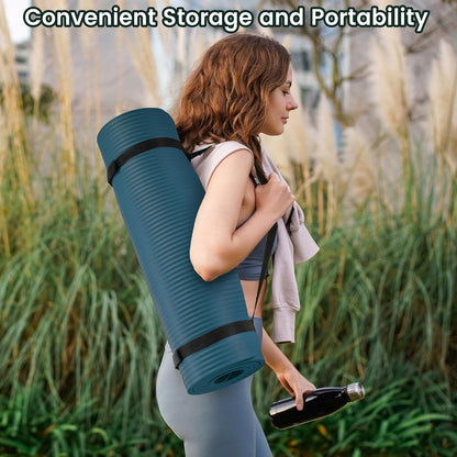 1/2-inch Thick High Density Exercise Yoga Mat with Carrying Strap