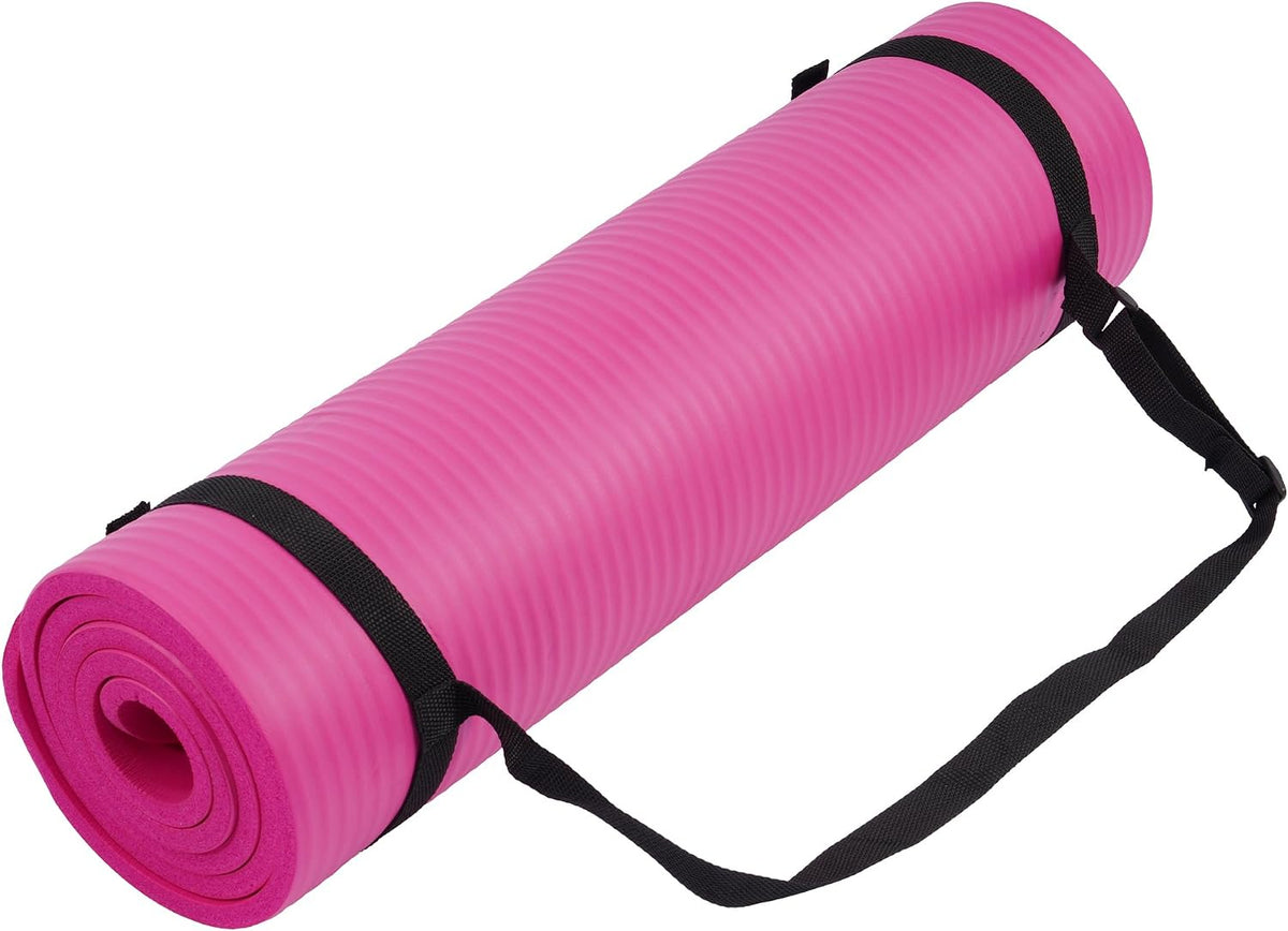 1/2-inch Thick High Density Exercise Yoga Mat with Carrying Strap