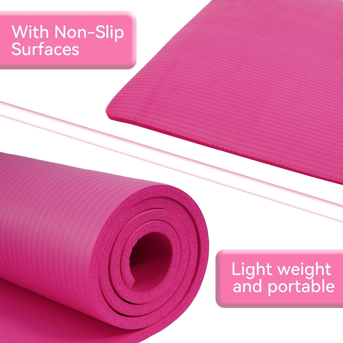 1/2-inch Thick High Density Exercise Yoga Mat with Carrying Strap