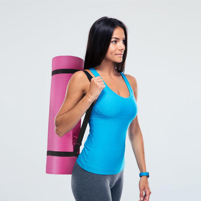1/2-inch Thick High Density Exercise Yoga Mat with Carrying Strap