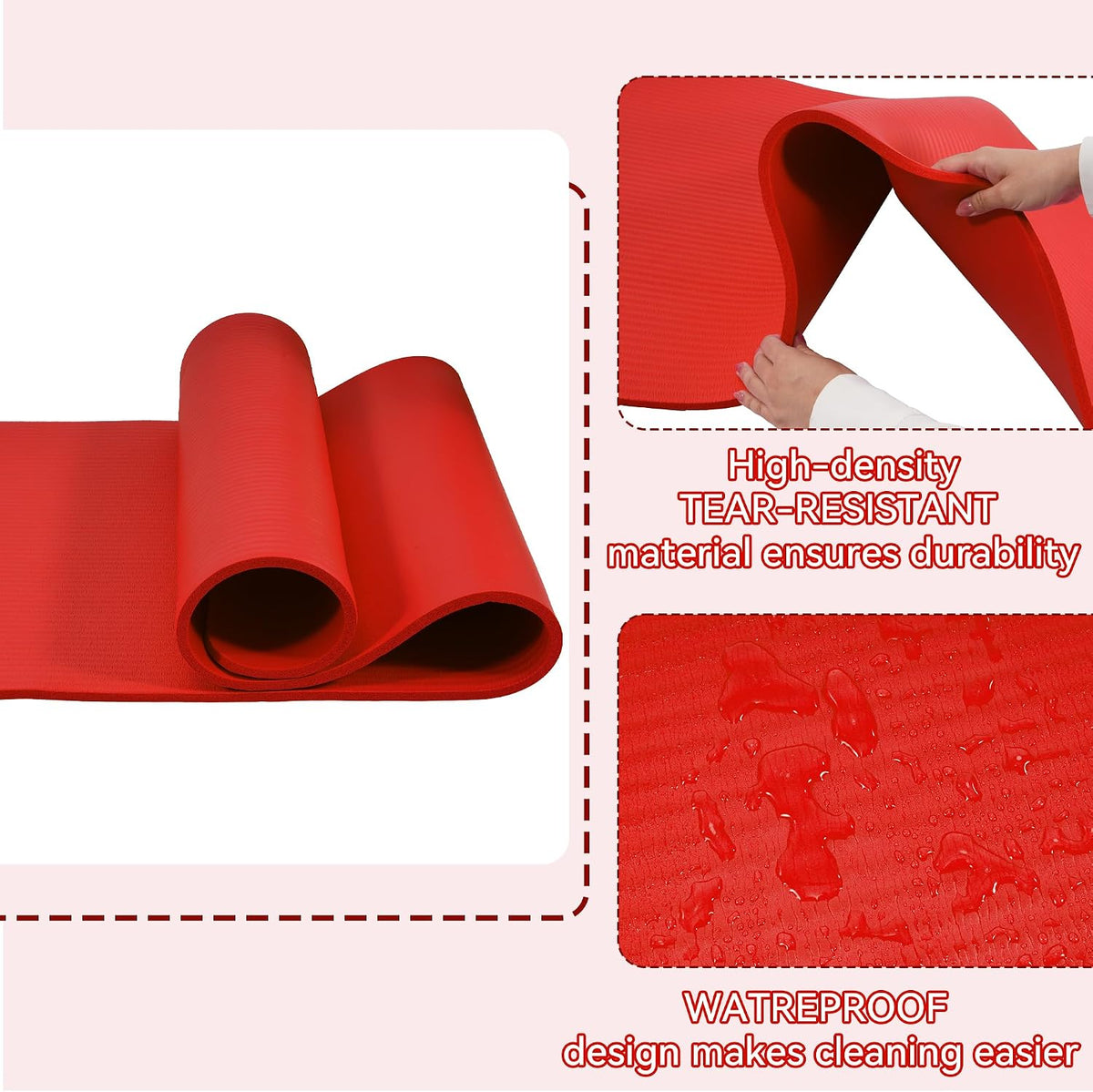 1/2-inch Thick High Density Exercise Yoga Mat with Carrying Strap