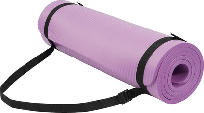 1/2-inch Thick High Density Exercise Yoga Mat with Carrying Strap