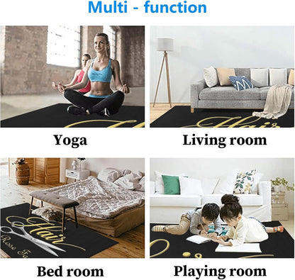 Barber Shop Welcome Salon Area Rug Custom Personalized Carpet for Living Room Yoga Bedroom Playing Room Camping 5.2'x7.5'