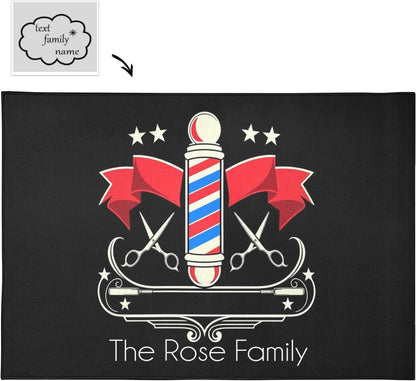 Barber Shop Welcome Salon Area Rug Custom Personalized Carpet for Living Room Yoga Bedroom Playing Room Camping 5.2'x7.5'