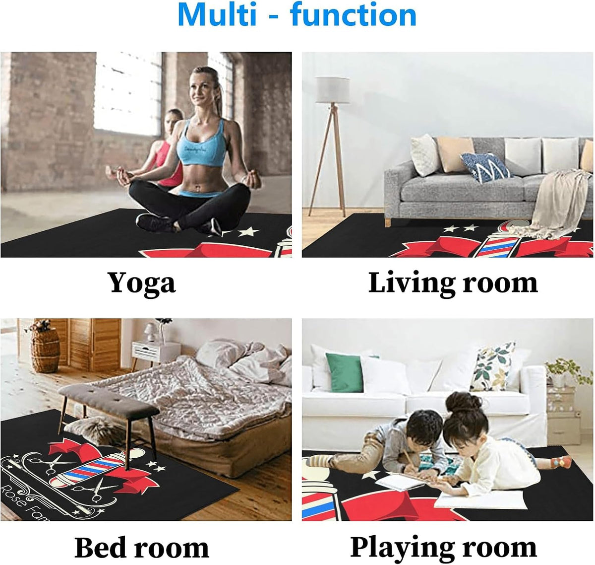 Barber Shop Welcome Salon Area Rug Custom Personalized Carpet for Living Room Yoga Bedroom Playing Room Camping 5.2'x7.5'