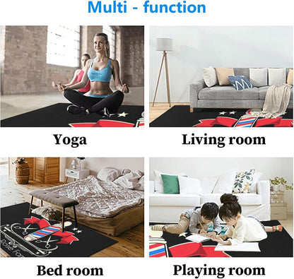 Barber Shop Welcome Salon Area Rug Custom Personalized Carpet for Living Room Yoga Bedroom Playing Room Camping 5.2'x7.5'