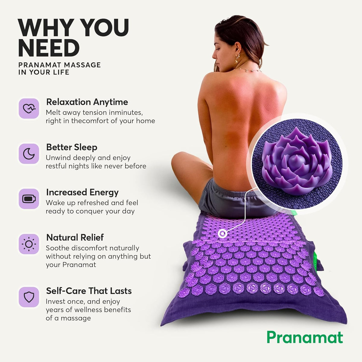 Acupressure Large Mat and Pillow Set, Premium Acupressure Therapy for Pain Relief and Relaxation, Handcrafted in Europe with Sustainable and Natural Materials (Rosegold)