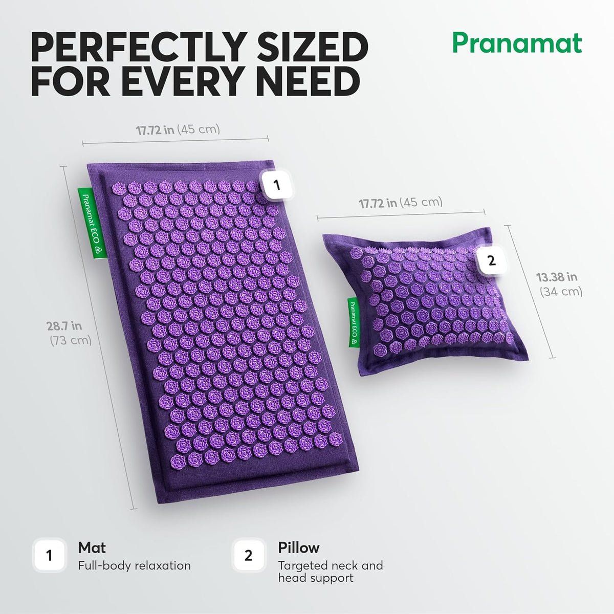 Acupressure Large Mat and Pillow Set, Premium Acupressure Therapy for Pain Relief and Relaxation, Handcrafted in Europe with Sustainable and Natural Materials (Rosegold)