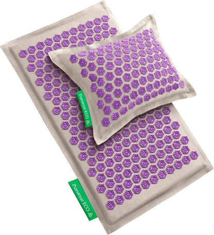 Acupressure Large Mat and Pillow Set, Premium Acupressure Therapy for Pain Relief and Relaxation, Handcrafted in Europe with Sustainable and Natural Materials (Rosegold)