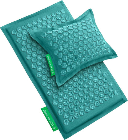 Acupressure Large Mat and Pillow Set, Premium Acupressure Therapy for Pain Relief and Relaxation, Handcrafted in Europe with Sustainable and Natural Materials (Rosegold)