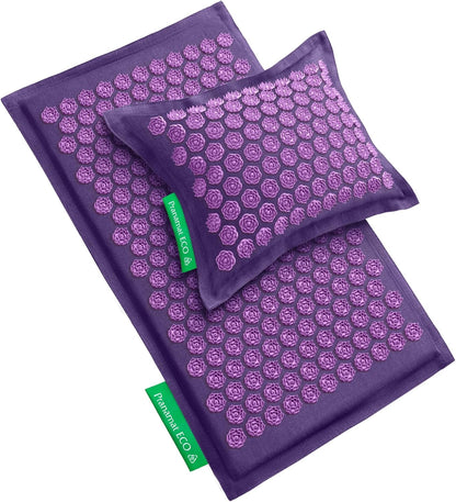 Acupressure Large Mat and Pillow Set, Premium Acupressure Therapy for Pain Relief and Relaxation, Handcrafted in Europe with Sustainable and Natural Materials (Rosegold)