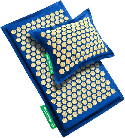 Acupressure Large Mat and Pillow Set, Premium Acupressure Therapy for Pain Relief and Relaxation, Handcrafted in Europe with Sustainable and Natural Materials (Rosegold)