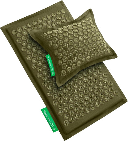 Acupressure Large Mat and Pillow Set, Premium Acupressure Therapy for Pain Relief and Relaxation, Handcrafted in Europe with Sustainable and Natural Materials (Rosegold)