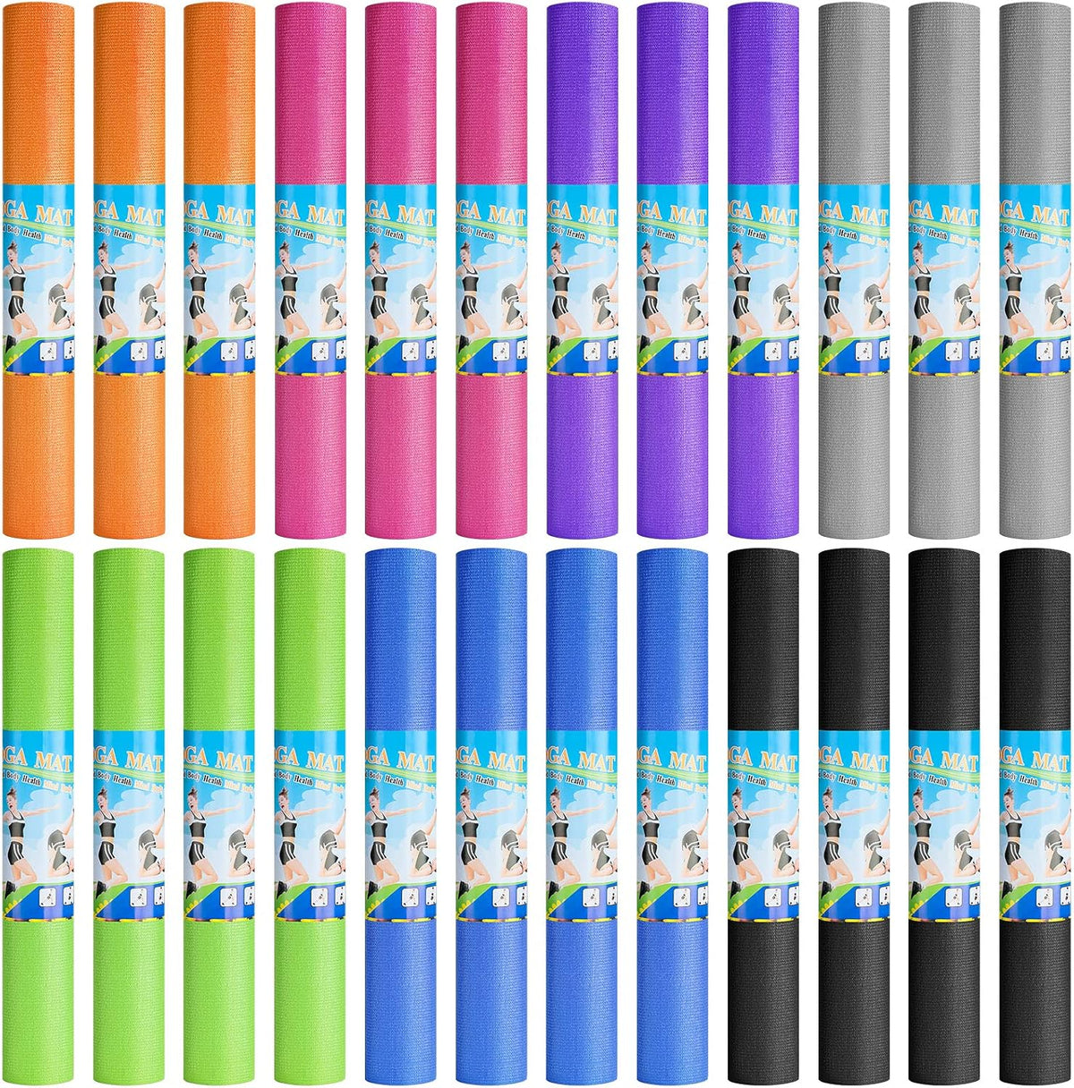 3 mm Thin Yoga Mats Bulk, 68 x 24 in