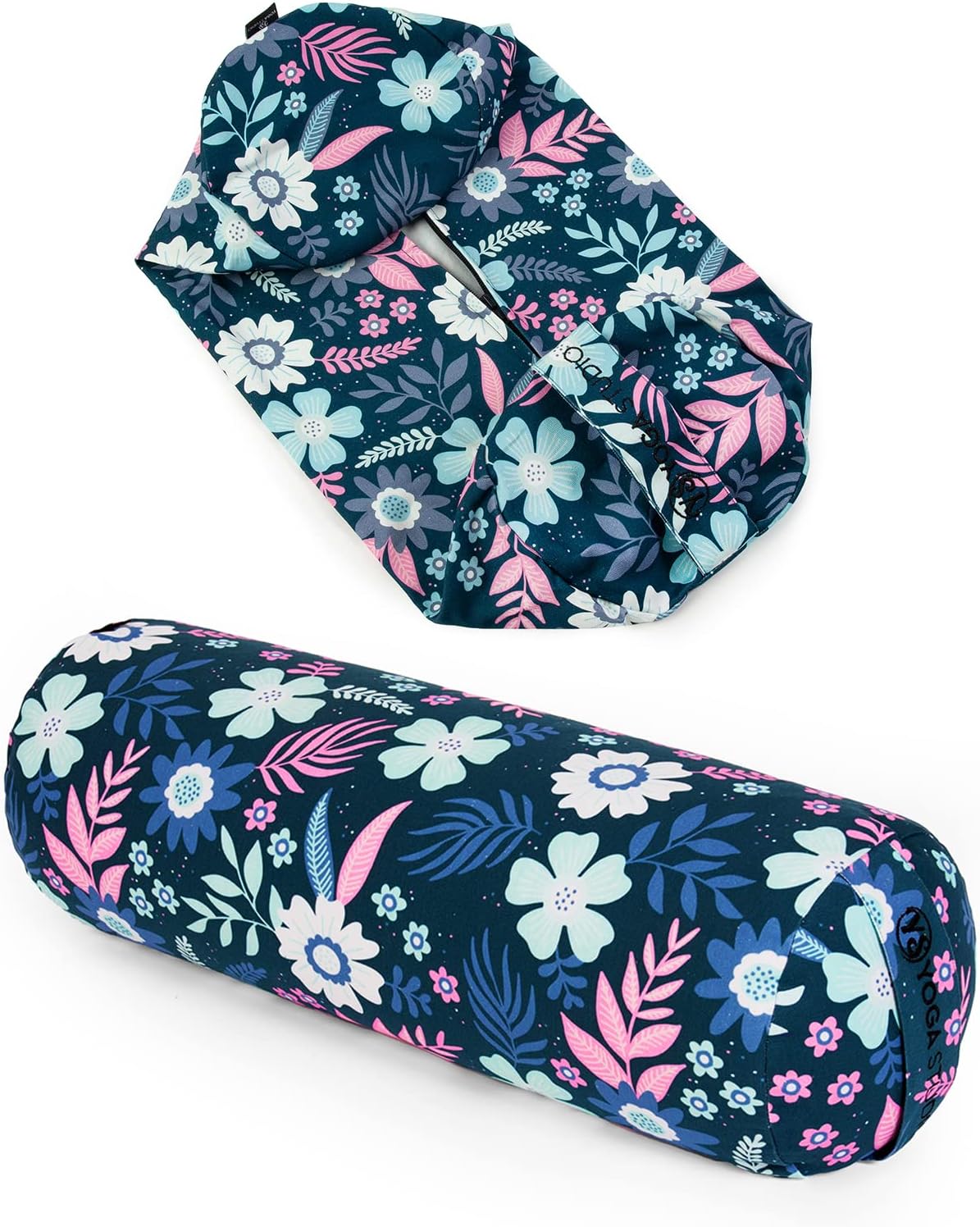 Spare Organic Cotton Bolster Covers With Handle And Zipper (Two Toned - Navy)