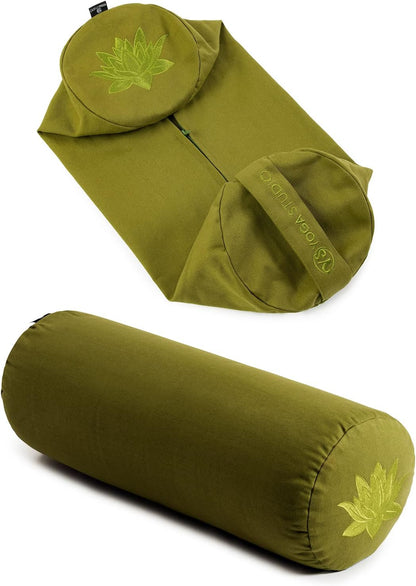 Spare Organic Cotton Bolster Covers With Handle And Zipper (Two Toned - Navy)